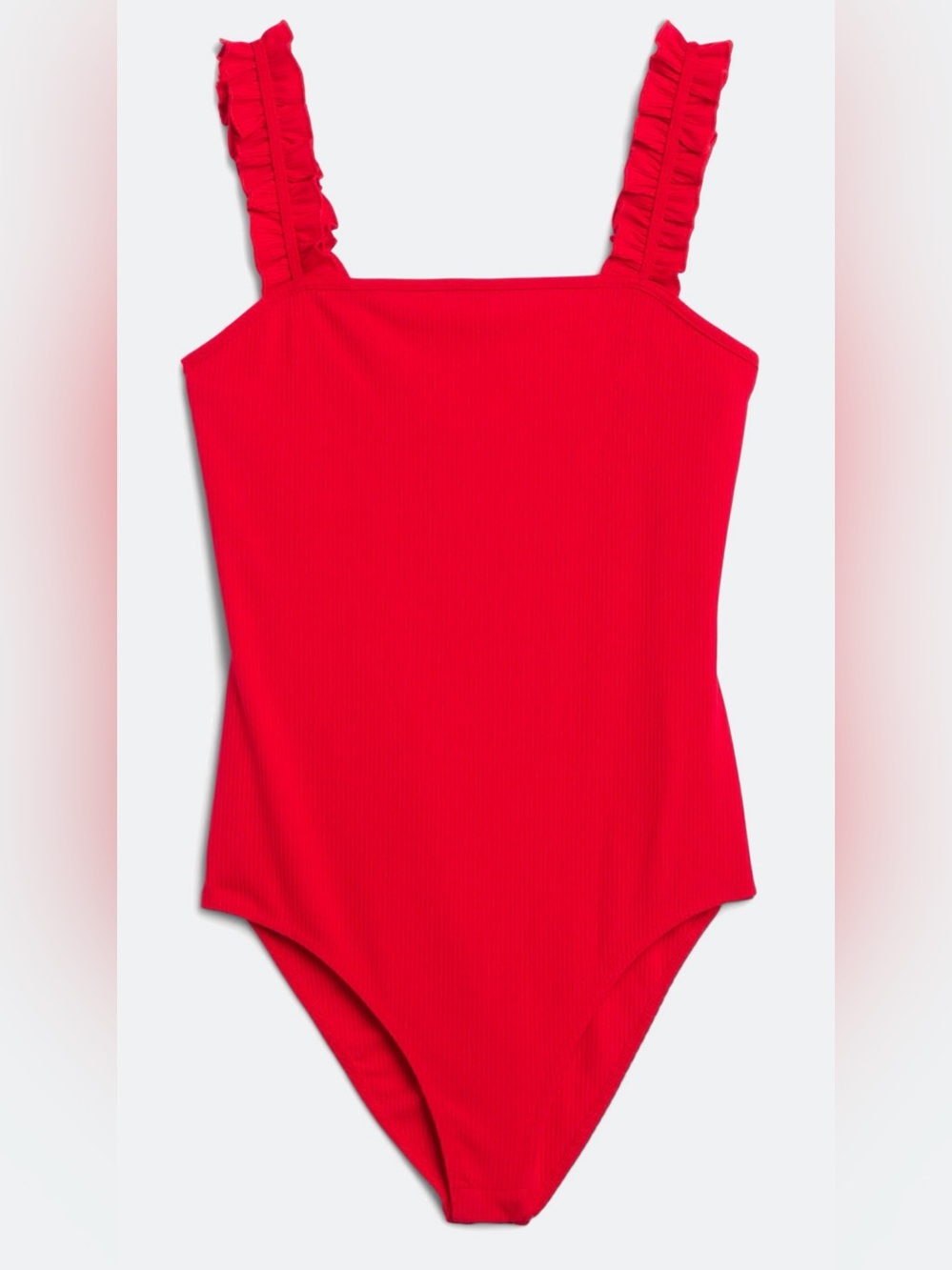 Ruffle Strap Knit Bodysuit